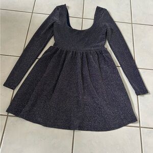 Free People Sparkle Long Sleeve Mini Dress - Navy
